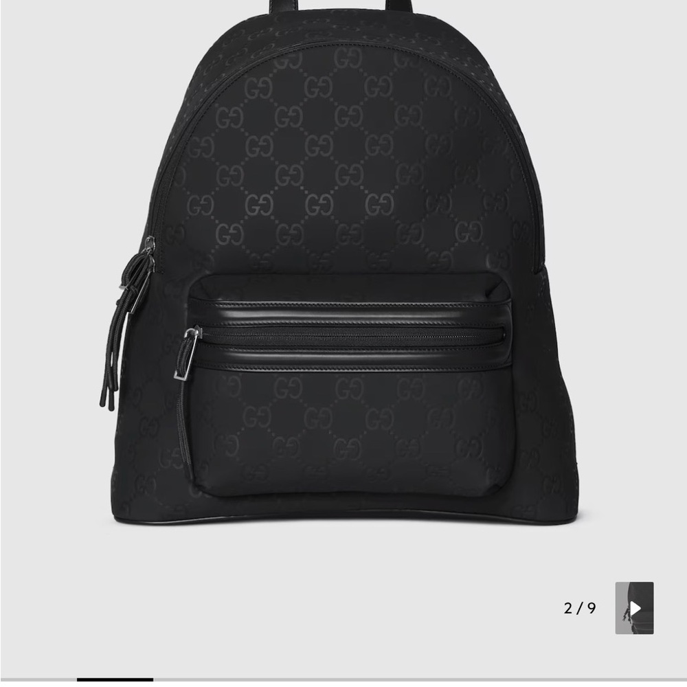 Gucci Black GG Pattern Backpack